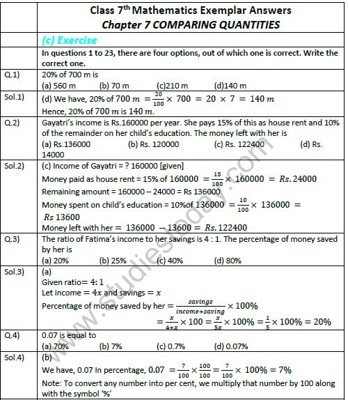 Cbse Class 7 Maths Comparing Quantities Worksheets Pdf Donald Lawlor's Math Worksheets